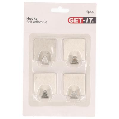 Excellent Houseware ophang haakjes - zelfklevend - 4x stuks - keuken - badkamer - rvs - D3.5 cm