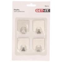 Excellent Houseware ophang haakjes - zelfklevend - 4x stuks - keuken - badkamer - rvs - D3.5 cm