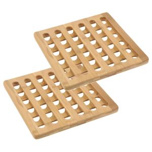 Pannenonderzetter - 2x - bamboe hout - L20 x B20 x H1 cm - hittebestendig