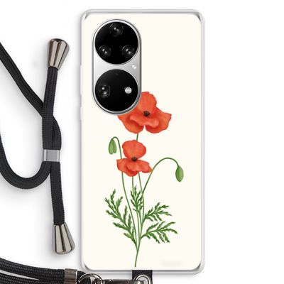 Red poppy: Huawei P50 Pro Transparant Hoesje met koord