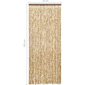 The Living Store Vliegengordijn - Chenille - 56 x 185 cm - Beige/Bruin