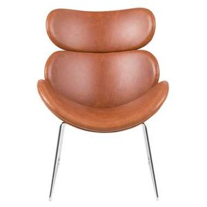 Fauteuil Cezar - kunstleder - chroom/cognac - Leen Bakker