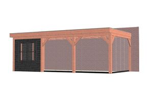Aanbouwveranda Ancona 735x390 cm - plat dak - Combinatie 1- - Hout- Trendhout