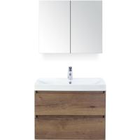 Maxx XL Badmeubelset 80 cm - Tabacco - Wastafel Just 1 Kraangat met Spiegelkast