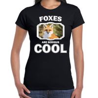 Dieren vos t-shirt zwart dames - foxes are cool shirt - thumbnail