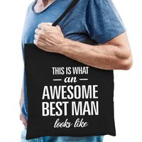 Awesome best man cadeau katoenen tas zwart voor heren - thumbnail