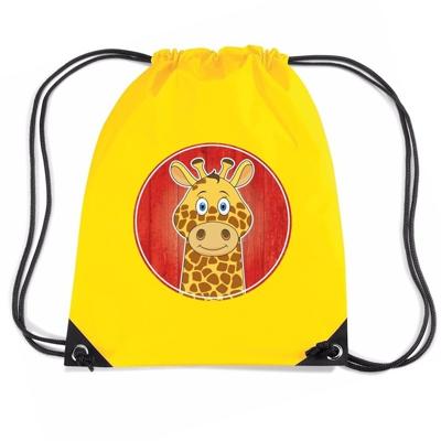 Giraffe thema rugtas - gymtas - geel - voor kinderen - sporttas Giraffe thema rugtas - gymtas - geel - voor kinderen - sporttas