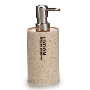 Zeeppompje/zeepdispenser beige kunststof 350 ml