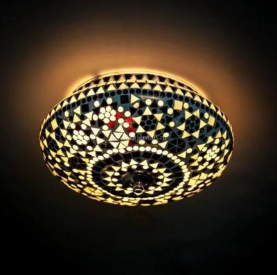 Plafondlamp mozaiek rond zwart & wit 2x E27 fitting 25 cm