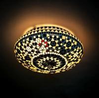 Plafondlamp mozaiek rond zwart & wit 2x E27 fitting 25 cm
