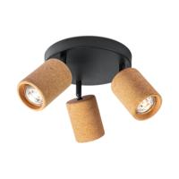 Landelijke LED Opbouwspot Cork - Zwart - 19/19/16.5cm - Dimbaar - plafonniere gemaakt van kurk en metaal - inclusief LED lichtbron - GU10 fitting - 5W - 390lm - 3000K - warm wit licht