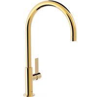 Wastafelkraan Tres Project | Opbouw | Draaibare uitloop | Mengkraan | Hoog model | 1-hendel | Rond | 24k Goud glans