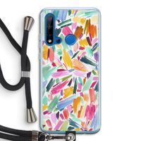 Watercolor Brushstrokes: Huawei P20 Lite (2019) Transparant Hoesje met koord