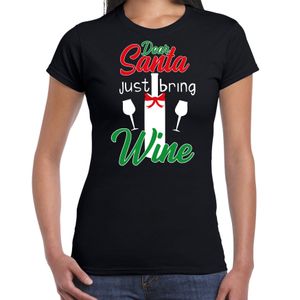 Dear Santa just bring wine drank Kerstshirt / outfit zwart voor dames