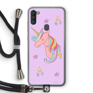 Roze eenhoorn: Samsung Galaxy A11 Transparant Hoesje met koord