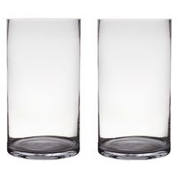 2x Transparante home-basics cylinder vaas/vazen van glas 45 x 25 cm - thumbnail