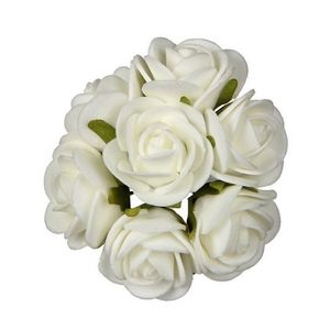 Decoratie roosjes foam - bosje van 7 st - wit - Dia 6 cm - hobby/DIY bloemetjes   -