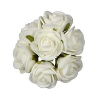 Decoratie roosjes foam - bosje van 7 st - wit - Dia 6 cm - hobby/DIY bloemetjes   - - thumbnail