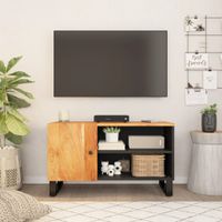 Tv-meubel 80x33x46 cm massief acaciahout en bewerkt hout - thumbnail