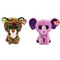 Ty - Knuffel - Beanie Boo's - Tiggy Tiger & Eva Elephant - thumbnail