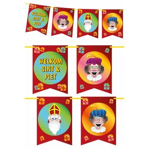 Set van 5x stuks Sinterklaas Welkom Sint en Piet slinger/vlaggenlijn 6 meter