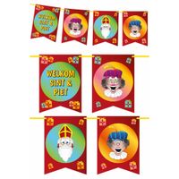 Set van 5x stuks Sinterklaas Welkom Sint en Piet slinger/vlaggenlijn 6 meter - thumbnail