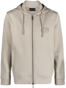 Emporio Armani hoodie à logo brodé - Gris