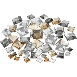 Hobby plak diamantjes mix - goud/zilver - 360x - vierkant - diverse formaten - DIY strass steentjes