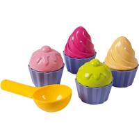 Speelgoed cupcake zandvormen - 9-delig - strand/zandbak speelgoed - zandspeelset