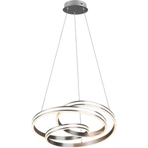 LED Hanglamp - Trion Yarino - 60W - Aanpasbare Kleur - Dimbaar - Rond - Mat Nikkel - Aluminium