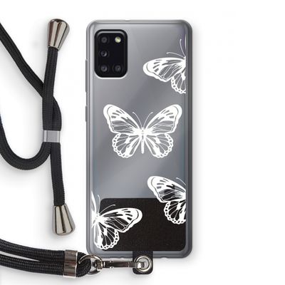 White butterfly: Samsung Galaxy A31 Transparant Hoesje met koord