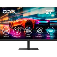 ODYS i27-Q-100 LED-monitor Energielabel E (A - G) 68.6 cm (27 inch) 2560 x 1440 Pixel 16:9 1 ms HDMI 2.1, DisplayPort, USB-C, Hoofdtelefoon (3.5 mm jackplug)