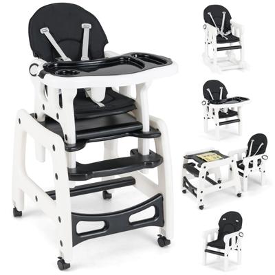 3-In-1 Omvormbare Voedingsstoel/Babytafel en Stoel met Verwijderbare Lade met 4 Standen Zitkussen Rugleuning met 3 Standen