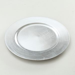 8x Diner/kerstdiner borden/onderborden zilver 33 cm rond