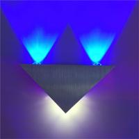 3W aluminium driehoek wand lamp Home verlichting indoor buiten decoratie licht AC 85-265V (blauw licht)