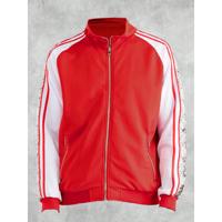 Men's Snake Tape Side Stripe Zip Up Track Jacket - Black Red / XL
