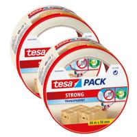 Tesa verpakkingstape - 2x - transparant - 66 mtr x 50 mm - tape rol - verpakkingsbenodigdheden