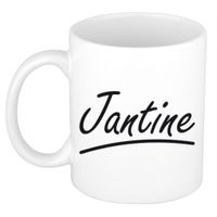 Naam cadeau mok / beker Jantine met sierlijke letters 300 ml