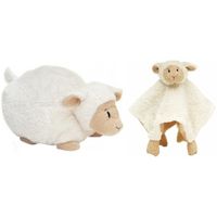 Happy Horse witte schaap/lam liggend baby knuffeltje 26 cm en knuffeldoekje voor jongens/meisjes - thumbnail