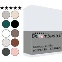 Droomtextiel Katoen - Satijnen Topper Hoeslaken Wit - Eenpersoons - 90x220 cm - Hoogwaardige Kwaliteit - Super Zacht - thumbnail