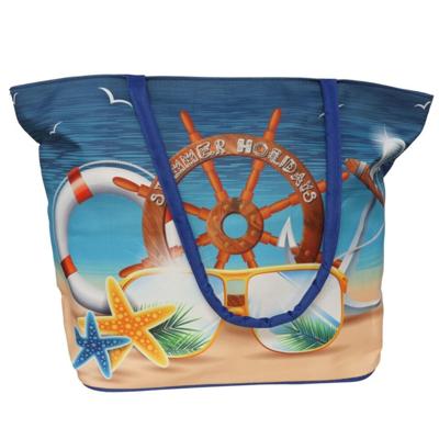 Gerimport strandtas - summer holidays - Maritiem - blauw - 19 x 51 x 35 cm