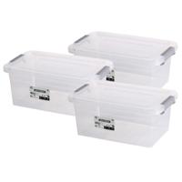 Urban Living Opberg box - 3x - 5 liter - 30 x 20 x 13 cm - met deksel en clips - waterdicht