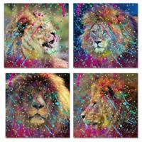 Schilderij DKD Home Decor Leeuw Modern (80 x 2,5 x 80 cm) (4 Stuks)