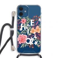 Hello in flowers: iPhone 12 mini Transparant Hoesje met koord