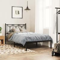 Bedframe met hoofdbord metaal zwart 107x203 cm