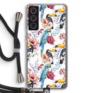 Bloemen tukan: Samsung Galaxy S21 FE Transparant Hoesje met koord