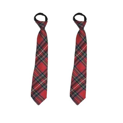 Verkleed stropdas voor Schots thema feest - 2x stuks - Schotse stropdas - rood geblokt - Carnaval