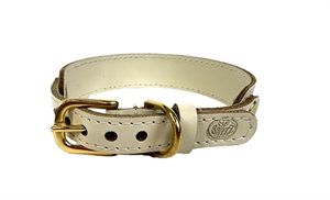 SAZZZ HALSBAND HOND SWEETIE CLASSIC LEER CREME 32-39X2,5 CM