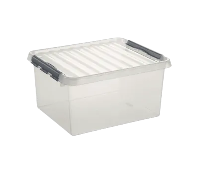 Sunware Q-line opbergbox 36L transp./metaal