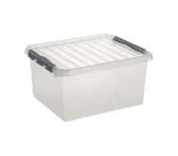 Sunware Q-line opbergbox 36L transp./metaal